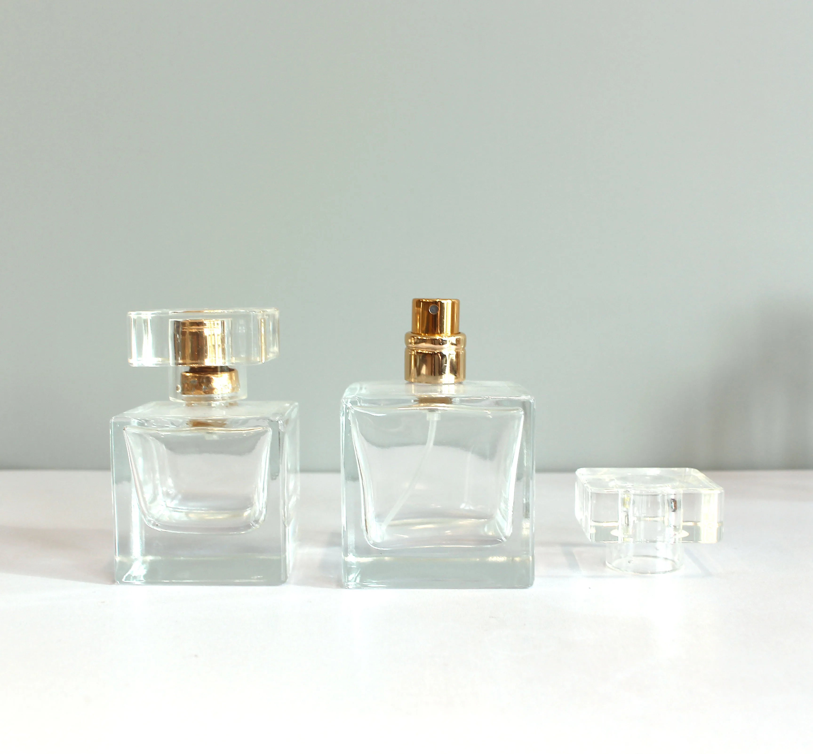 Cylinder Luxury square Glass Perfume Bottle Refillable 30ml 50ml 100ml Glass Spray Bottle - 图片 3
