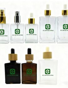 15ml 30ml 50ml 100ml Empty Clear Frosted Black Amber Flat Square Rectangle Cosmetic Glass Perfume Dropper Oil Serum Bottle A888