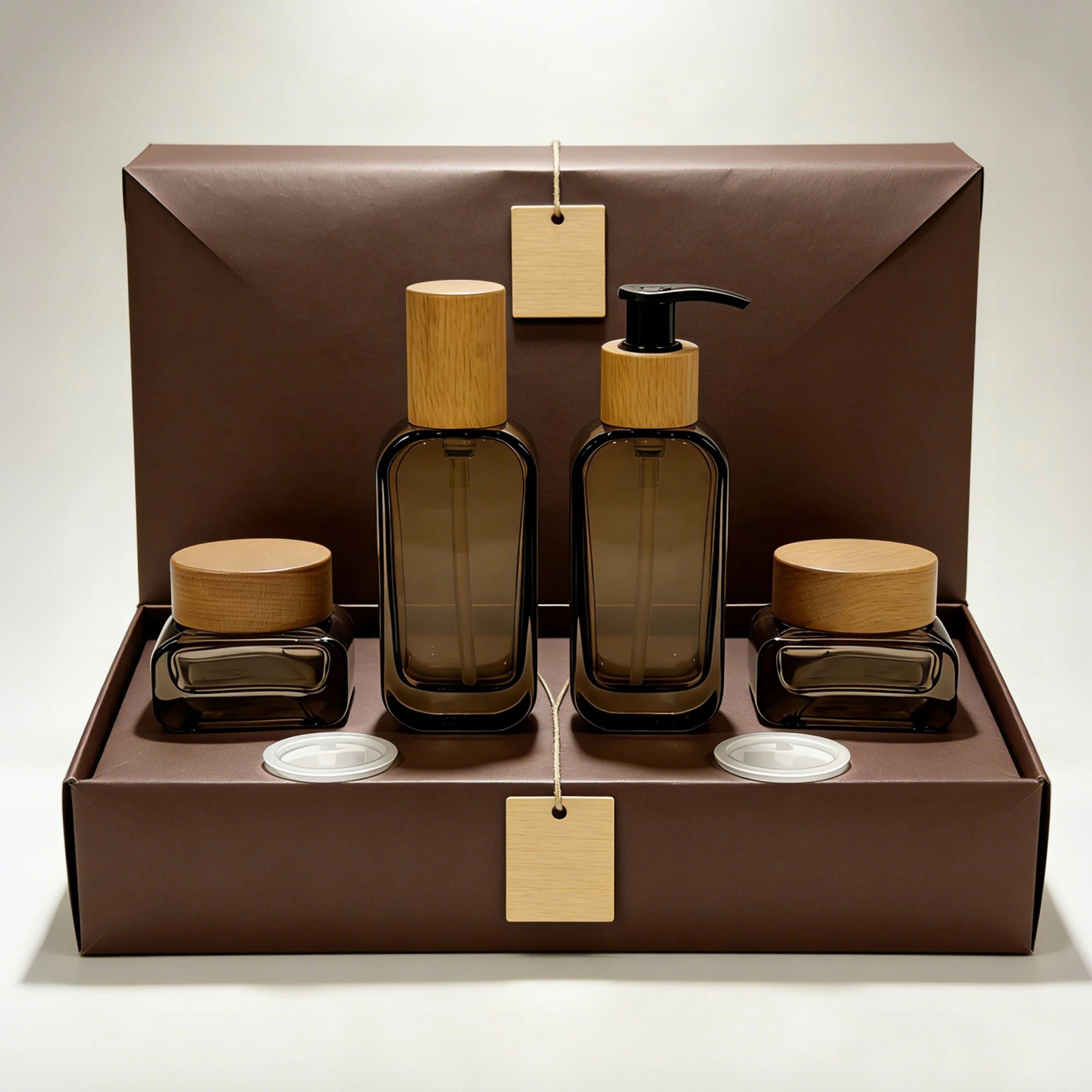 High-grade Skin Care 30ml 50ml 100ml 120ml Gradient Orange Cosmetic Lotion Pump Foundation Glass Bottles Jars Set Face Cream