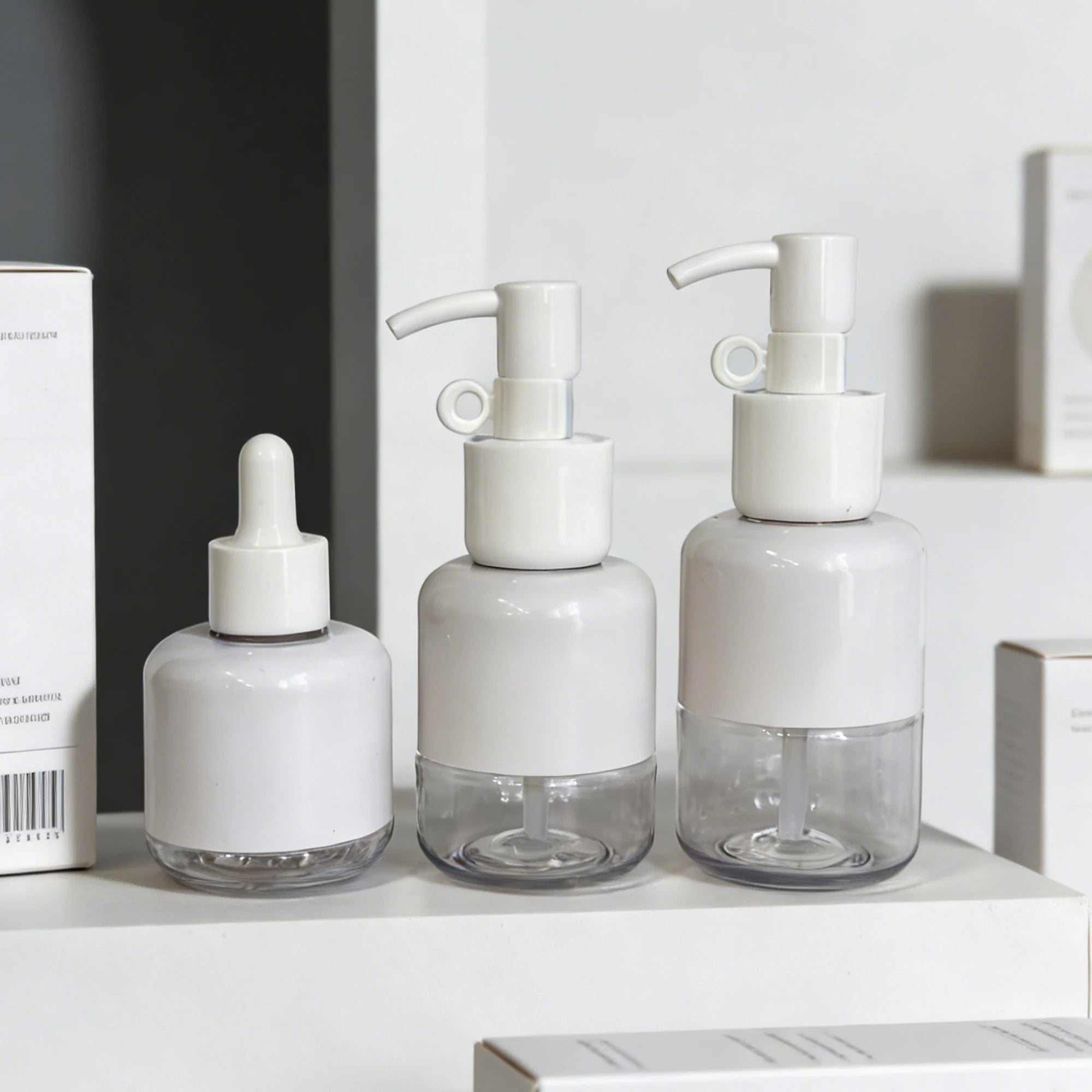 OEM 40ml 80ml Minimalist Plastic Cosmetic Bottles Set for Bottom Design Pump Dropper for Lotion Serum Shampoo Essential Oil - 图片 3