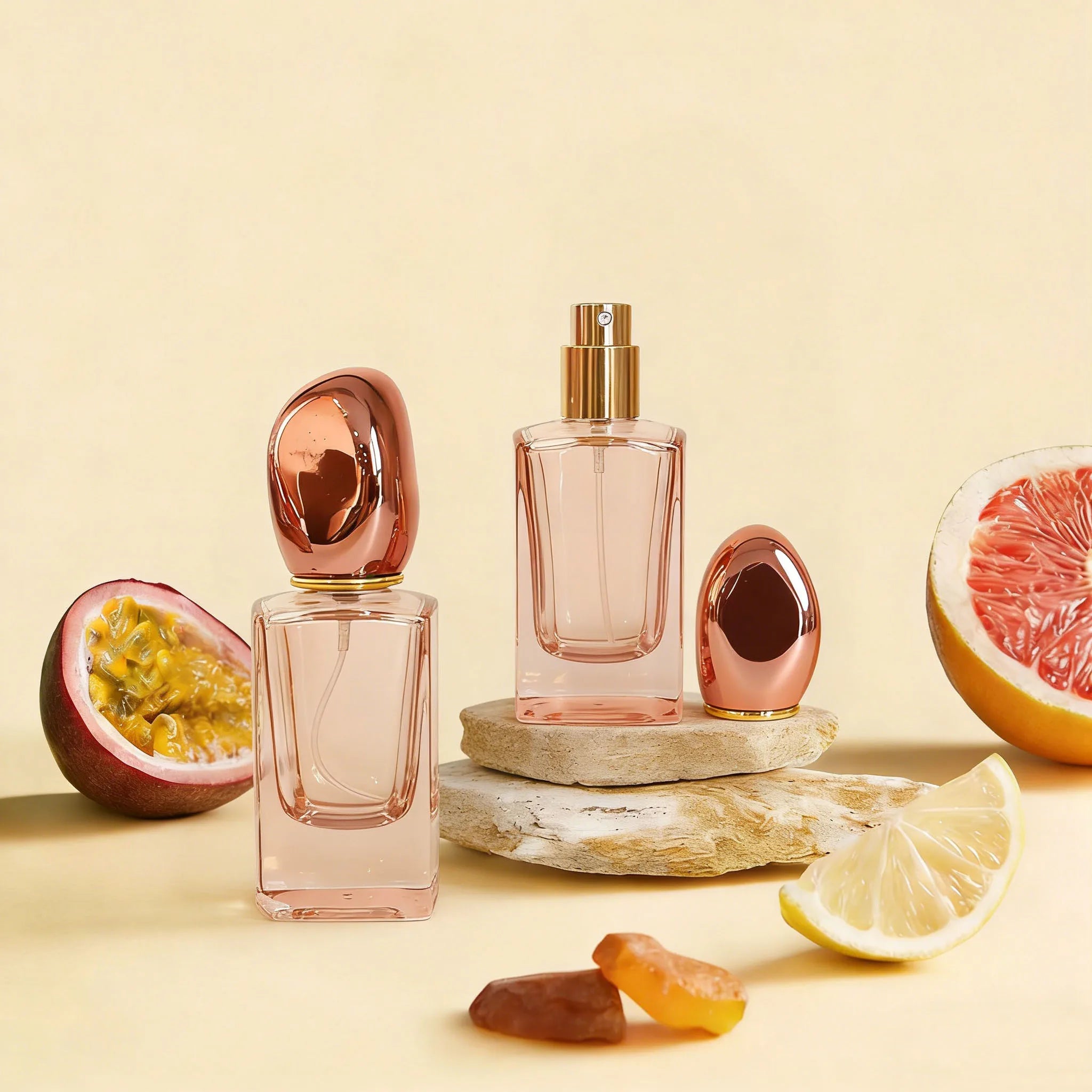 30ml 50ml Empty Pink Glass Perfume Bottles Elegant Cosmetic Packaging with Irregular Metal Cap - 图片 4