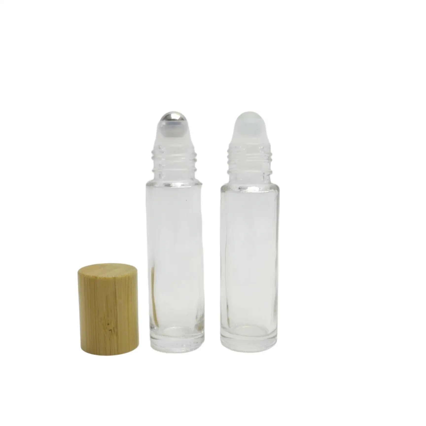 10 ml 5ml Matte Black Bottles Perfume Essential Oil clear 10ml Bamboo Roller Roll on Glass Bottle with Metal Ball Lid for Oils - 图片 4
