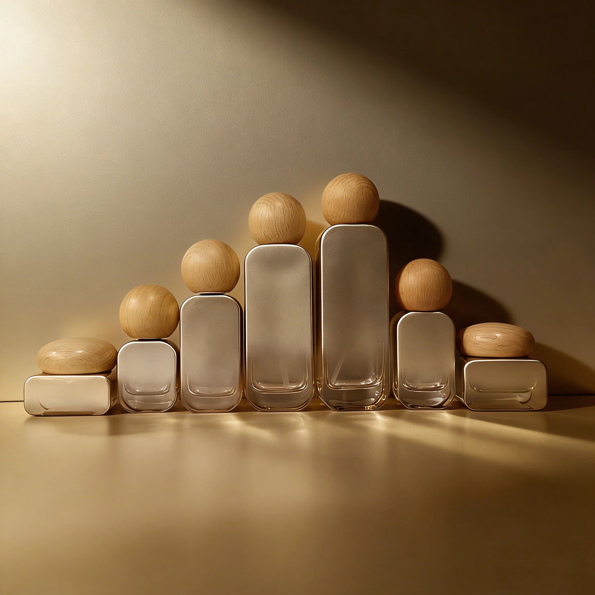 Luxury Square Cosmetic Set 30g/50g/100ml/50ml Glass Bottle Pump Flat Design Pearlescent Color Empty Skin Care Cream - 图片 2