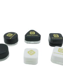 5Ml Low Profile Thick Glass Wax Jars Childproof Airtight Concentrate Containers Jar With Black Lid