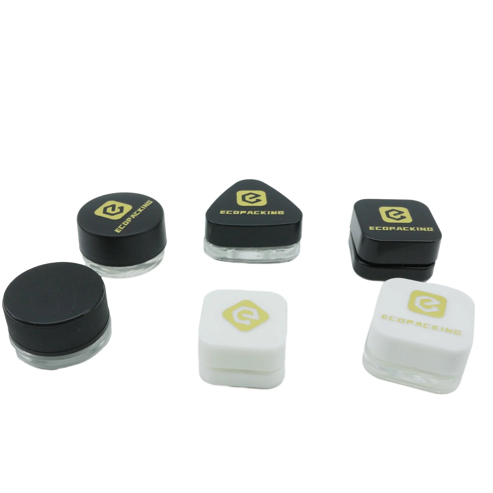 5Ml Low Profile Thick Glass Wax Jars Childproof Airtight Concentrate Containers Jar With Black Lid