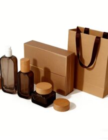 New Design 30ml 50ml Square Glass Cosmetics Jar Facial Lotion Eyelash Serum Mascara Bottle with Wood Cap 30ml 50ml 100ml 120ml