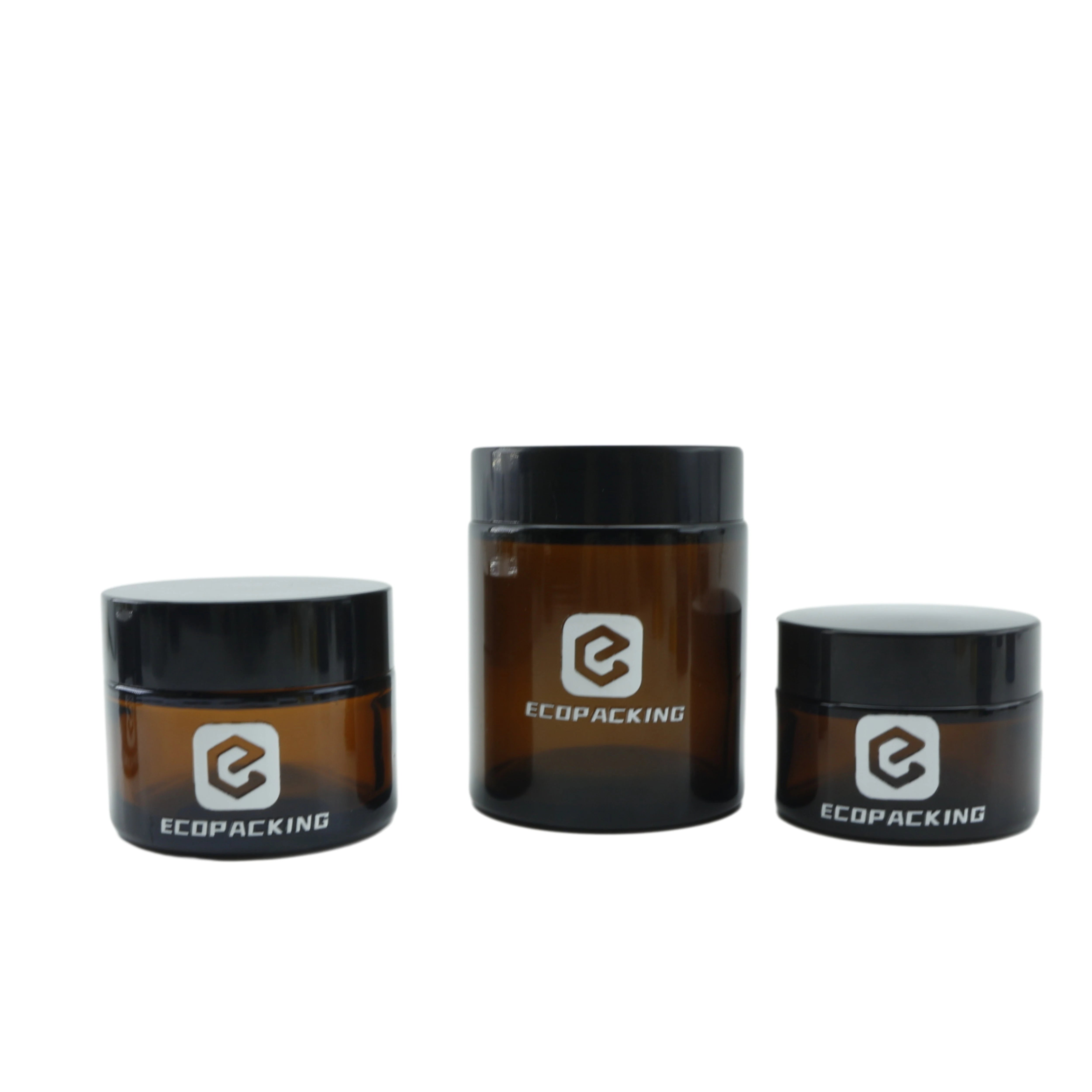 Wholesale 1oz 2oz 3oz 4oz 8oz Amber Cosmetic Cream Glass Jar Bottles with Lid and Inner Liner - 图片 6