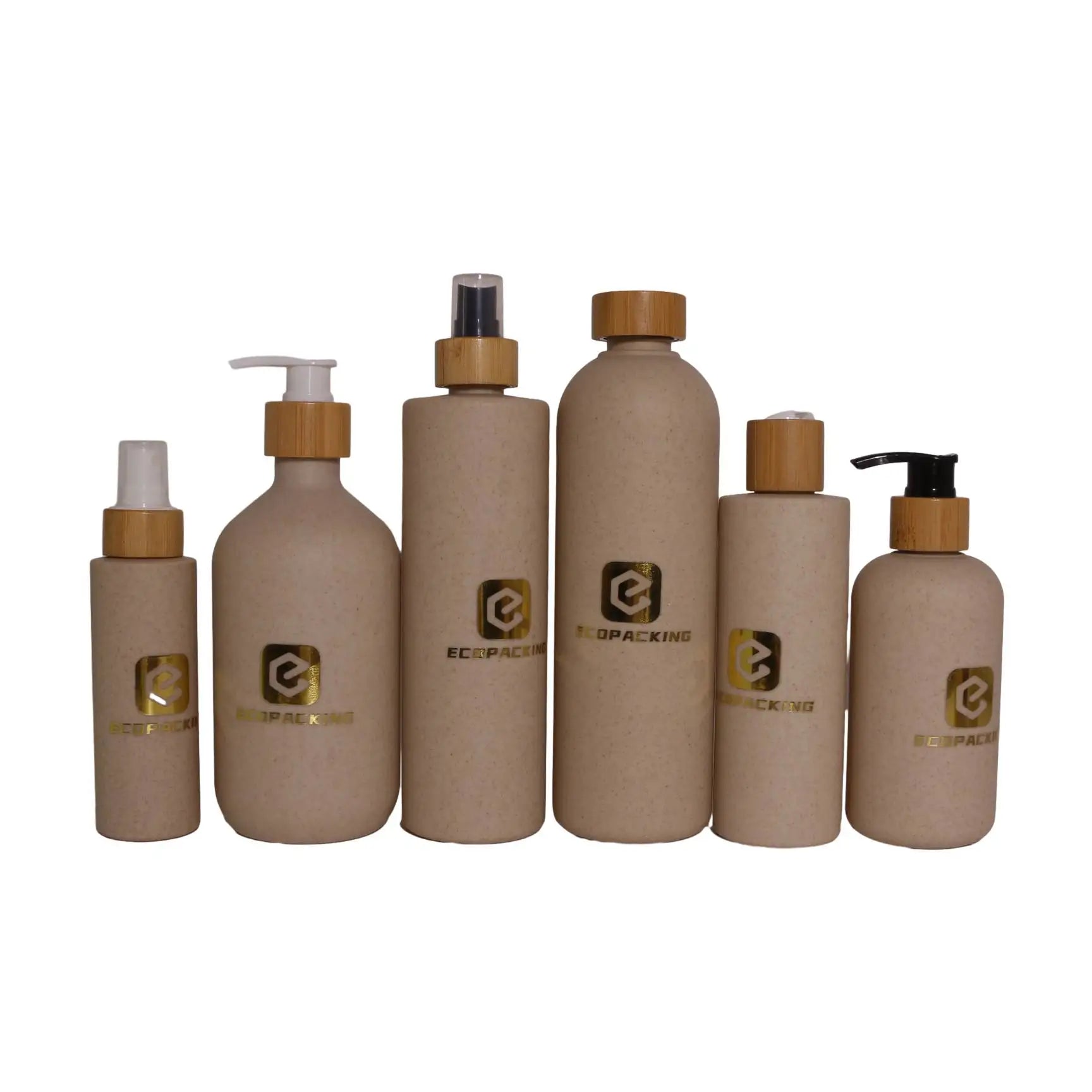 Eco Friendly Biodegradable Container 300ml Plastic Bottle Wheat Straw Recyclable Bottles for Shower Gel Shampoo - 图片 7