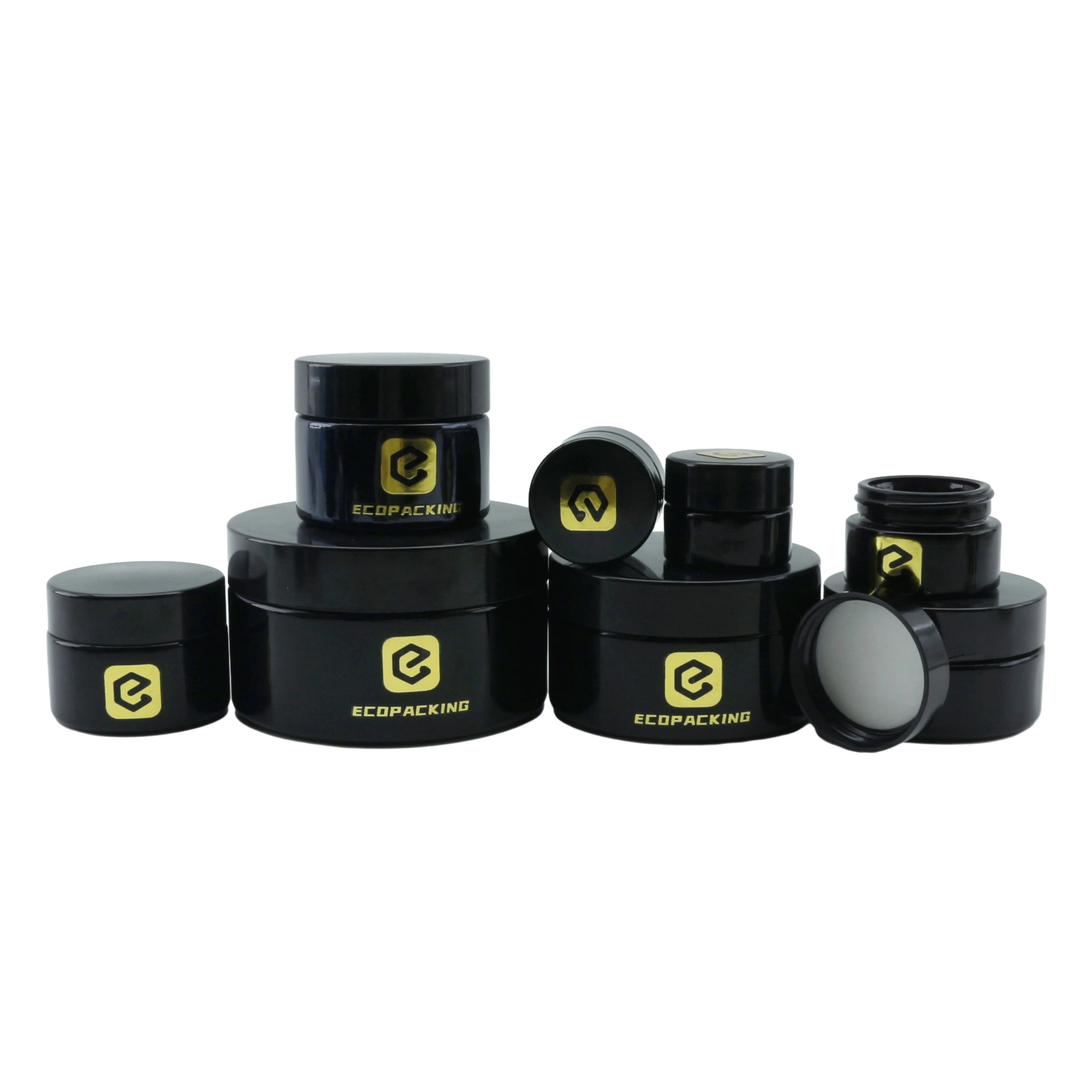 Portable Hand Cream Jar 5ml 15ml 30ml 50ml Uv Black Cream Jars Glass Wide Mouth Container - 图片 3