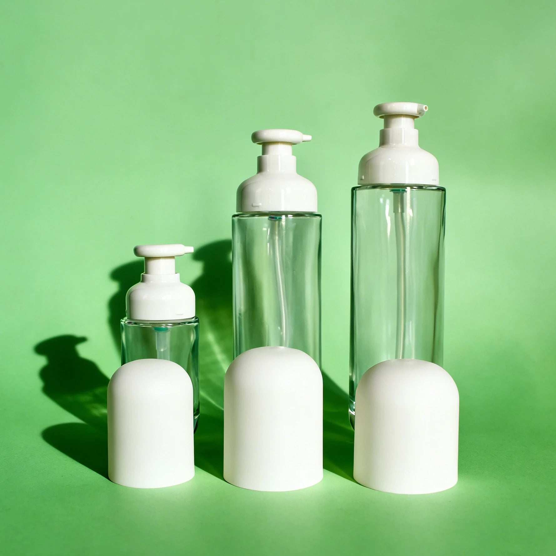 Green Refillable Luxury Cosmetic Skin Care Lotion Essential Oil Serum Glass Pump Bottle 20ml 30ml 50ml 100ml 120ml 150ml - 图片 4