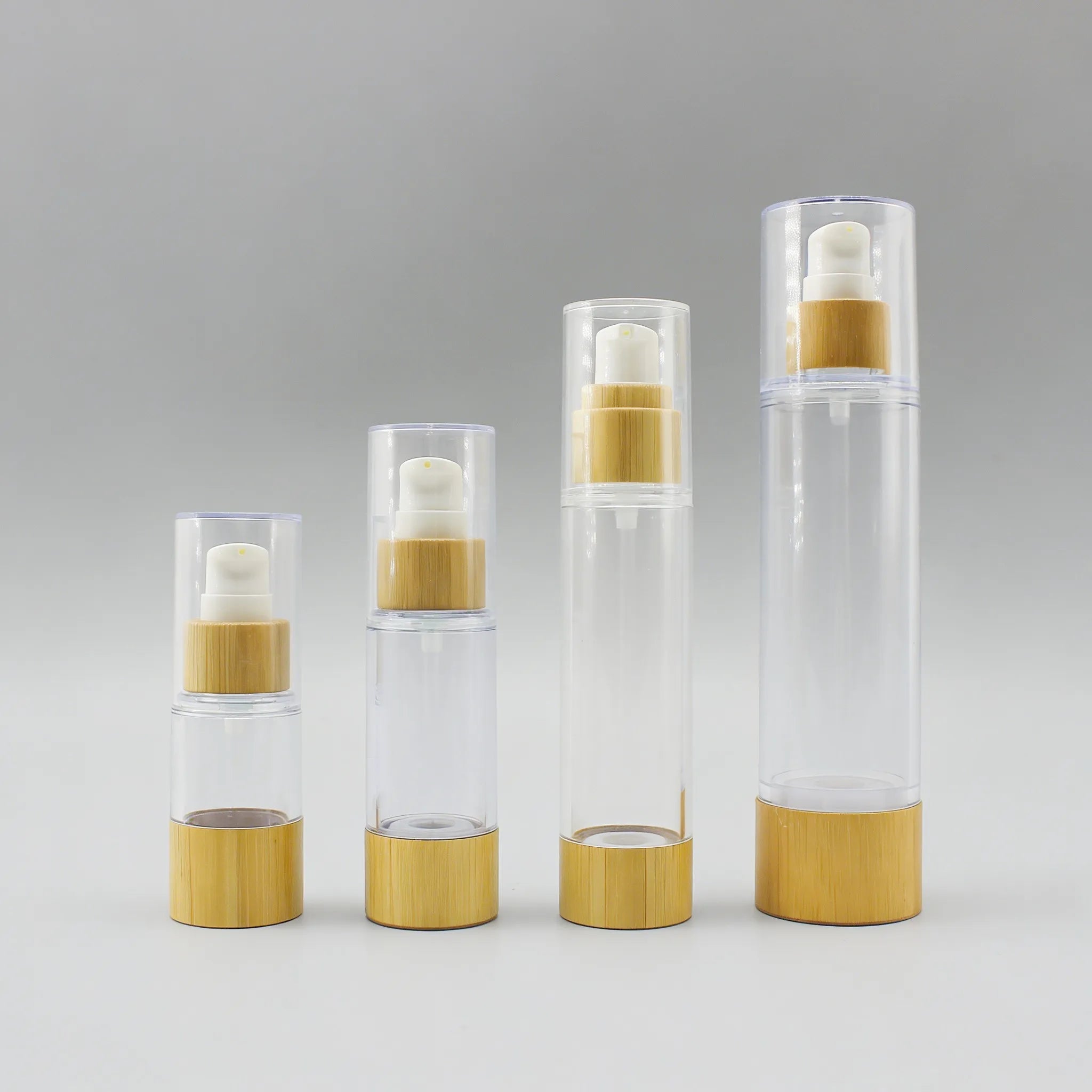 Cosmetic Bamboo Airless Bottle 15ml 30ml 50ml 100ml Lotion Essence Airless Pump Bottle C888 - 图片 5
