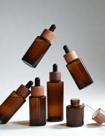 Luxury Amber Glass Dropper Essential Oil Bottle 15ml/20m/l30ml/50ml/100ml Essence Bottle Cosmetics Glass Bottle with Bamboo Lid