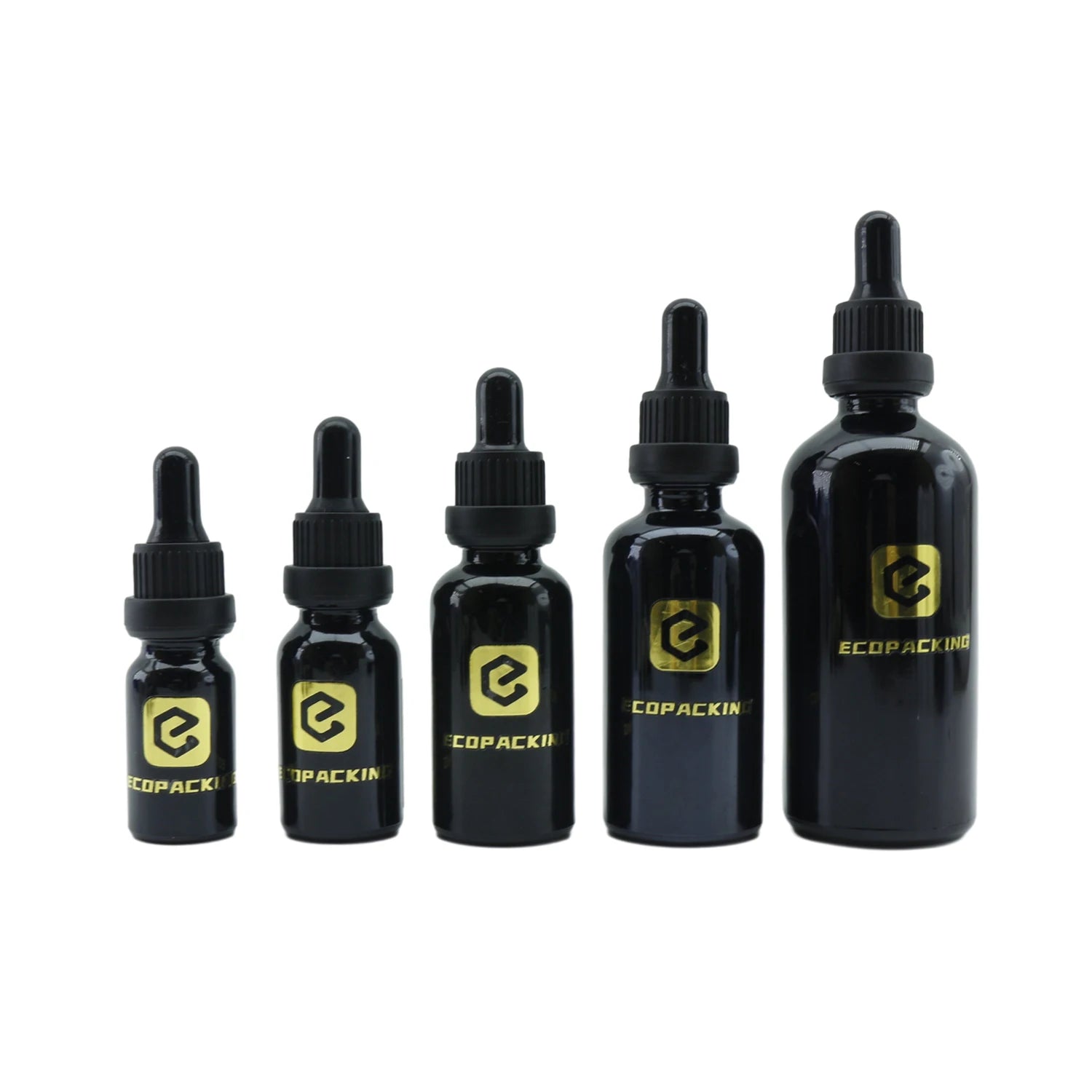 Wholesale Black Glass Essential Oil Bottle 5ml 10ml 15ml 20ml 30ml 50ml 100ml Serum Dropper Bottle