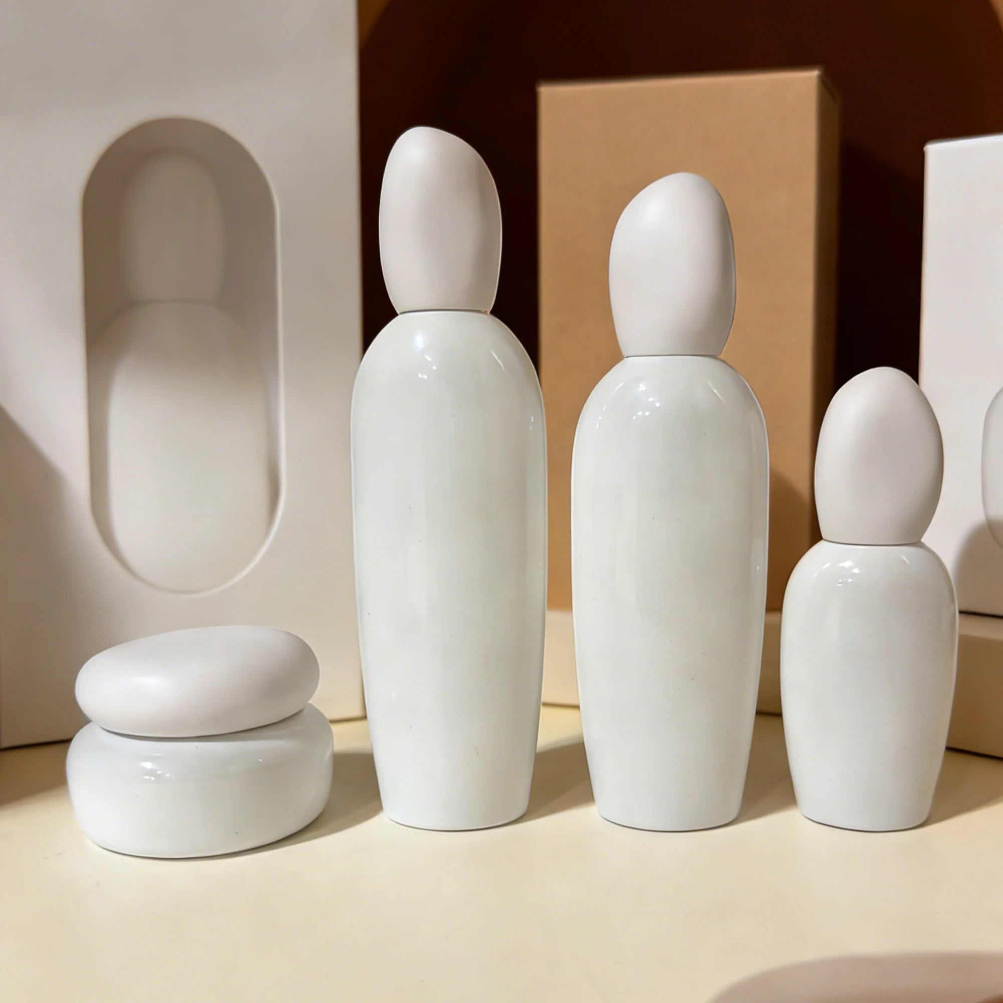 Gorgeous Bright White Glass Lotion Bottles Pump Top Wholesale Skincare Packaging Face Cream Serum Body Lotion 888J - 图片 2
