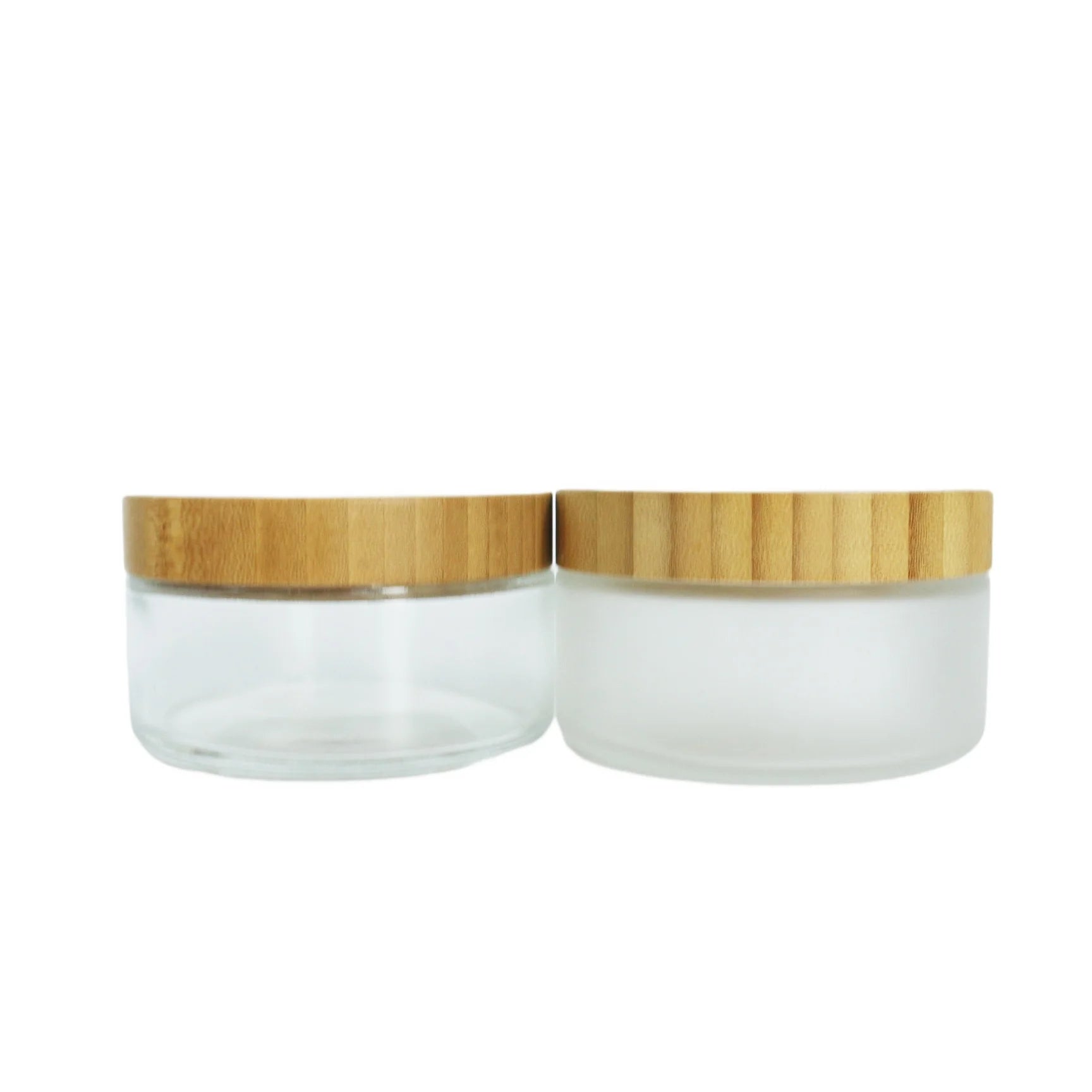 5g 10g 15g 30g 50g 100g 200g Empty Cosmetic Cream Frosted clear Glass Jar with Bamboo Lid for Skin Care Beard Balm Lip Stick - 图片 2