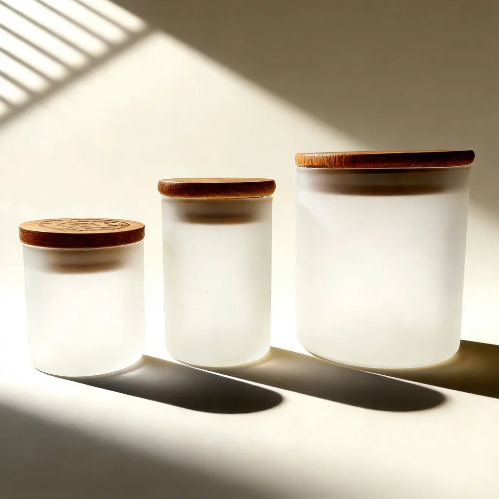 Premium 8oz 10oz 14oz Oem Frosted Transparent clear Candle Empty Jars with Lid and Boxes Packaging
