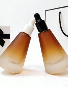 Luxury Frost Gradient Amber Essential Oil Dropper Glass Bottle Empty Cosmetic Personal Care Glass Bottle 15ml