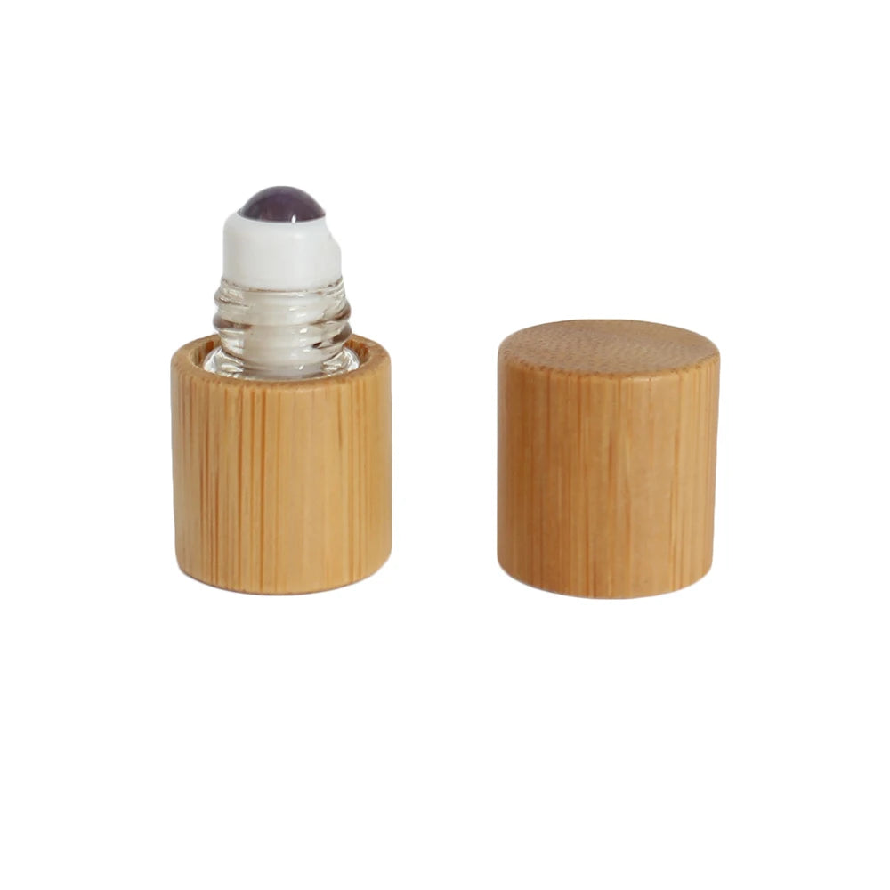 Custom Empty 5ml 10ml Roll on Essential Perfume Oil Glass Attar Bottles With Bamboo Wooden Cover Portable Perfume Bottle - 图片 5