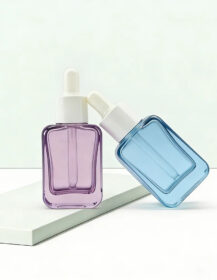 Flat Square Gradient Glass Liquid Empty Bottles Skin Care Facial Essence Cosmetic Beard Oil 30ml Dropper Bottles