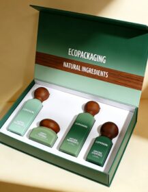 Environmentally Friendly Packaging Natural Skincare Glass Cosmetic Pump Bottle & Cream Jar with Gift Box
