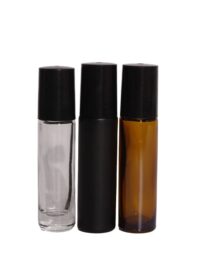 Essential Oil Roll on Glass Bottle Amber Roller Bottle with Black Lid 10ml
