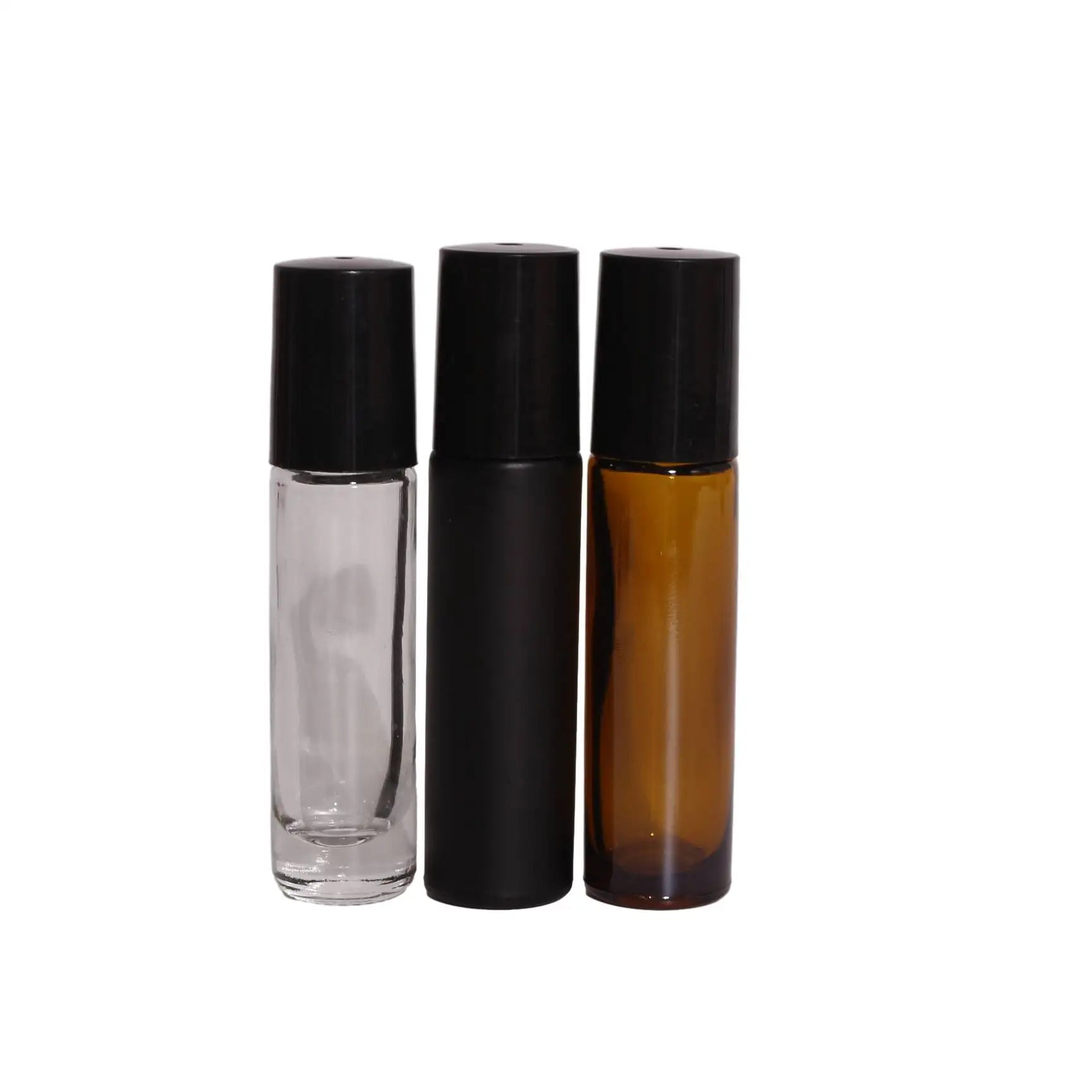 Essential Oil Roll on Glass Bottle Amber Roller Bottle with Black Lid 10ml