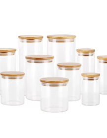 High Quality Glass Jars Glass Spice Storage Jar With Bamboo Lid for Storage F888