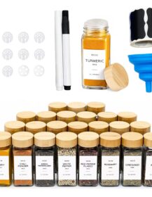4oz 120ml square clear Glass Spice Shaker Bottle Jar with Bamboo Lid Food Grade Kitchen Container 12pcs 24pcs Set for Salt Spice