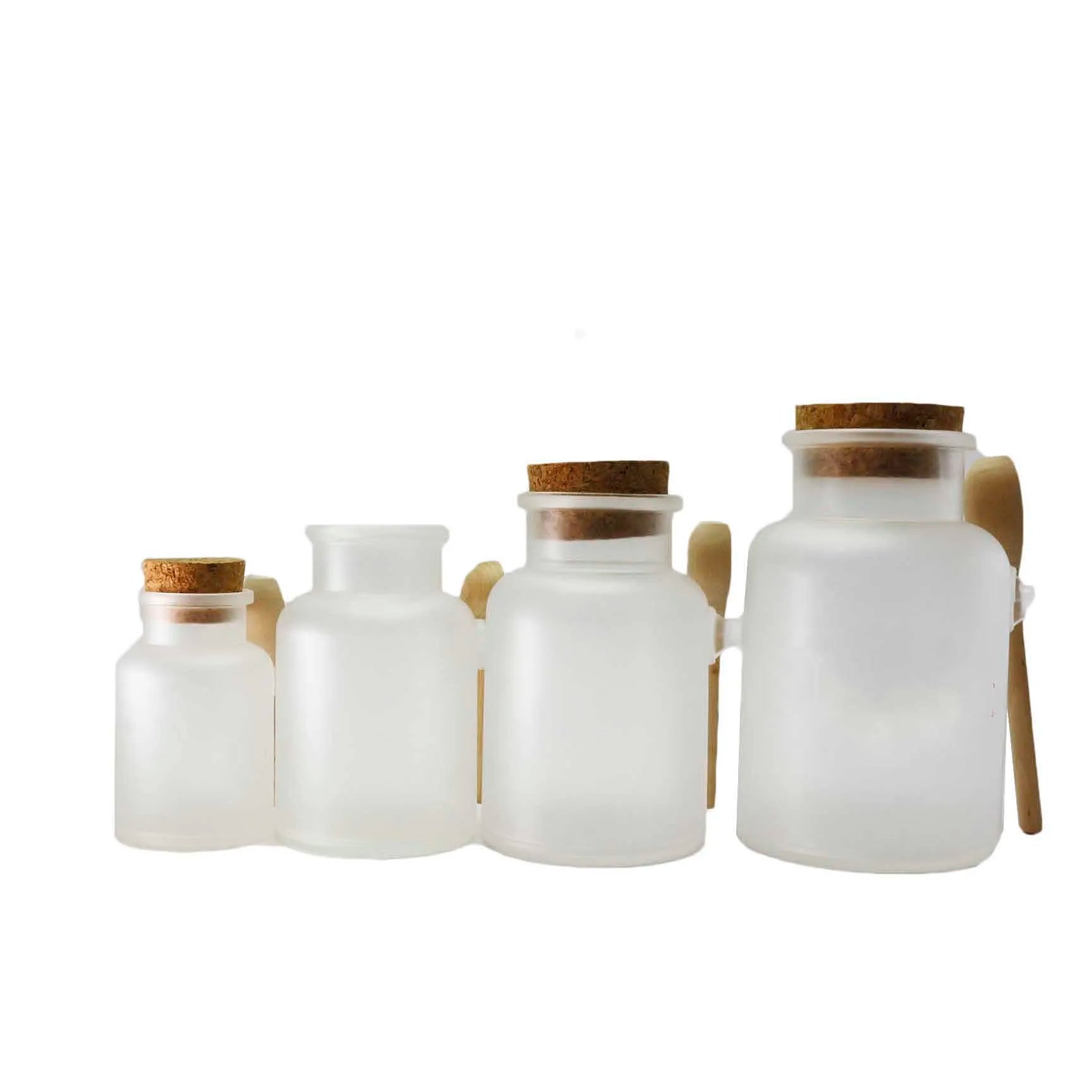 100ml 200ml 300ml 500ml Frosted ABS Plastic Bath Salt Jar with Spoon for Body Scrub Container - 图片 6