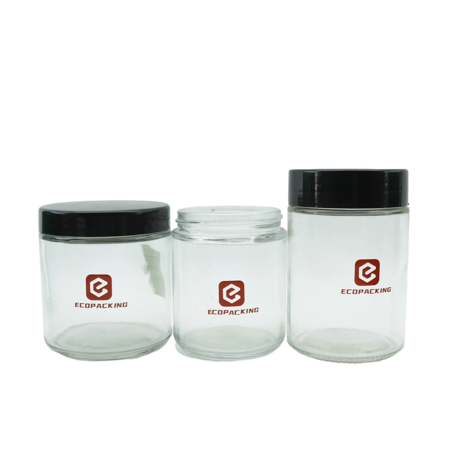 100g 180g 200g 250g 300g 400g 500g Clear Glass Jar Candle Jar with Black Lid for Cosmetic Skin Care Wigs - 图片 3