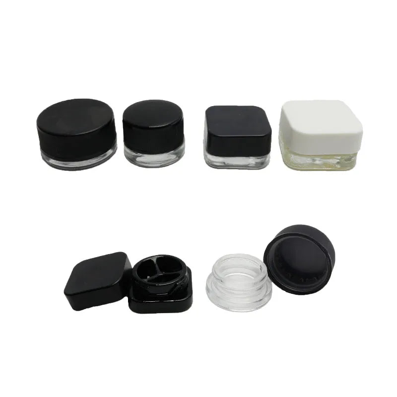 5ml 7ml 9ml Wax Oil Smell Proof White Concentrate Jar Child Resistant Cube Square Glass Concentrate Container AAA8888 - 图片 2