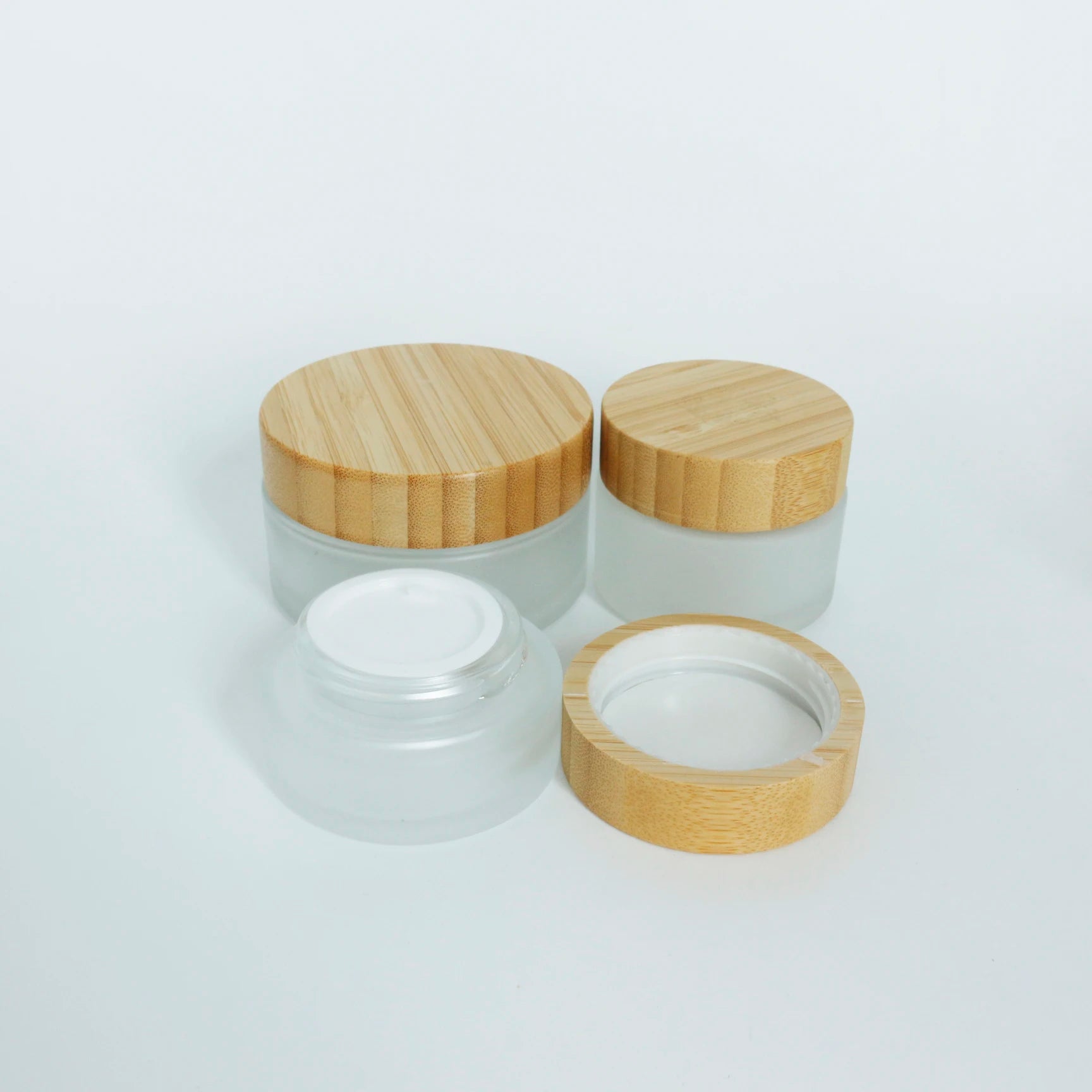 100ml Frosted Empty Cosmetic Glass Jar Bamboo Wooden Lid for Skin Care Products Eye Cream Hair Wax Body Balm Candle Balm Plastic - 图片 6