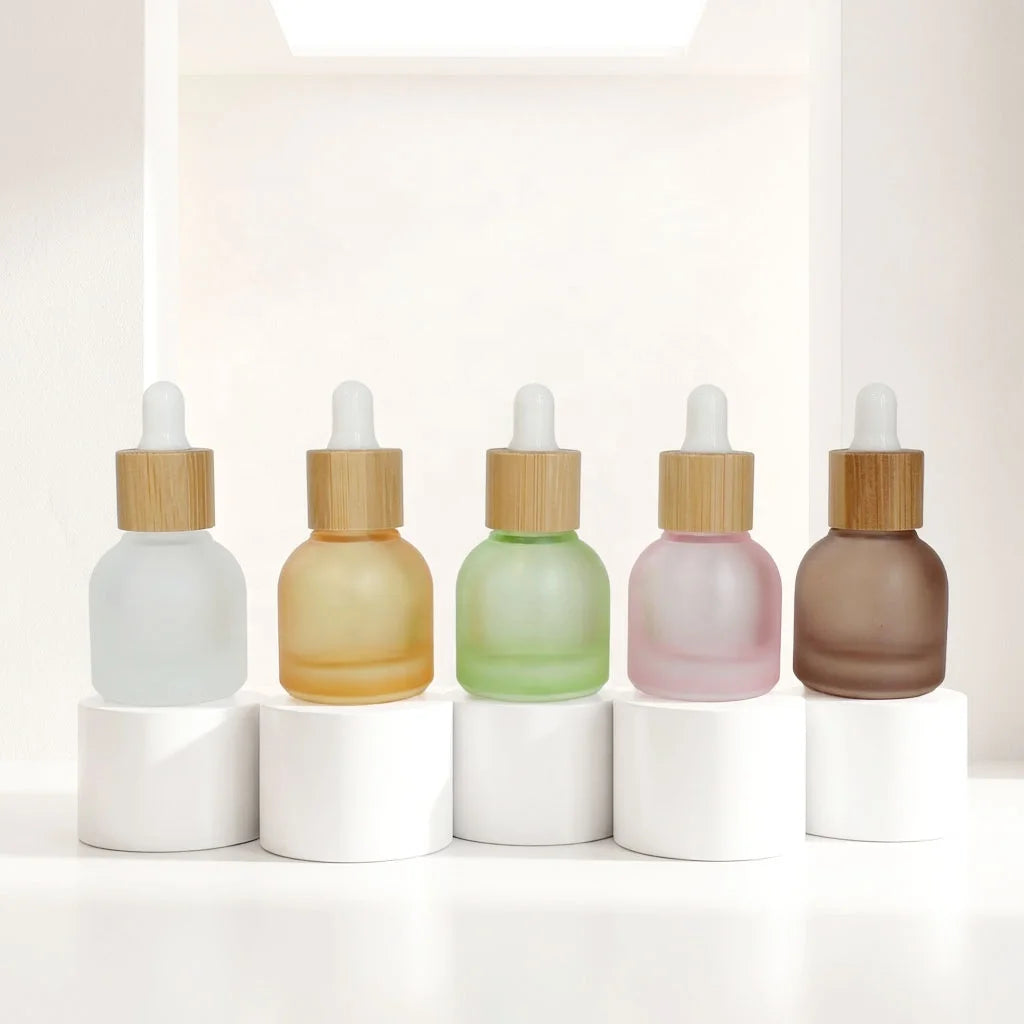 10ml Round Glass Dropper Bottles Eco-Friendly Bamboo Cap Vials for Essential Oil Perfume DIY Skincare - 图片 2