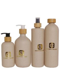 250ml 300ml 500ml Biodegradable Straw Wheat Bamboo Screw Lid Wheat Straw Bottle Bamboo Cosmetic Bottle