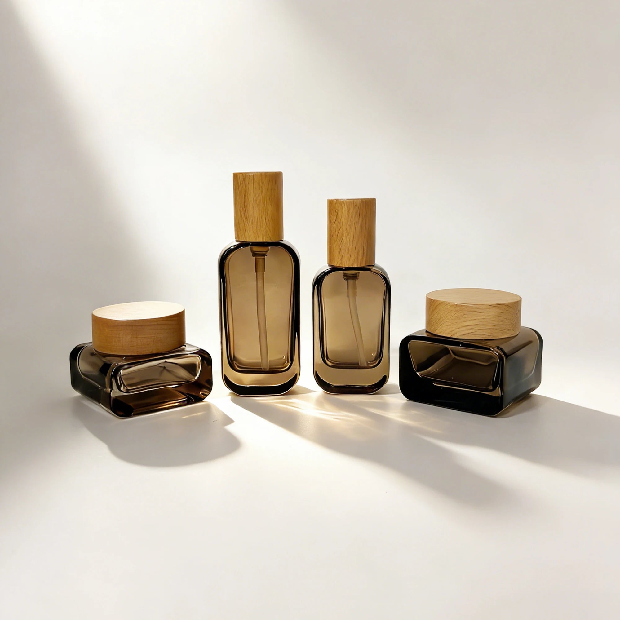 Wholesale Luxury Glass Square Gradient Orange Skin Care Cream Pump Sealing Screen Printed Gold Stamping Decoration Firing Bottle - 图片 5