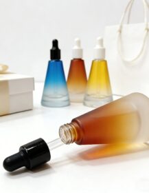 New Fancy Colored Gradient Empty 15ml Essential Oil Glass Bottle Hair Serum Dropper Bottles for Cosmetic Packaging