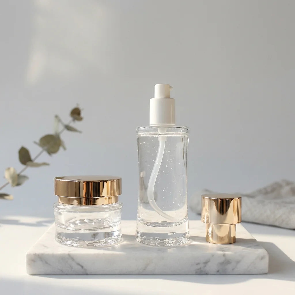 Luxury Glass Cosmetic Packaging Set Gold Lotion Pump Bottle and Face Cream Jar Skincare Container Wholesale - 图片 5
