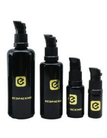 Black Dark UV Violet Glass Essential Oil Lotion Cosmetic  Pump Bottle
