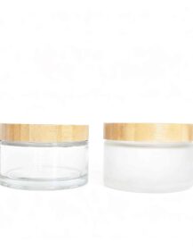 Natural Wide Mouth Cosmetic Body Cream 200ml Frosted Glass Cosmetic Jar with Bamboo Lid