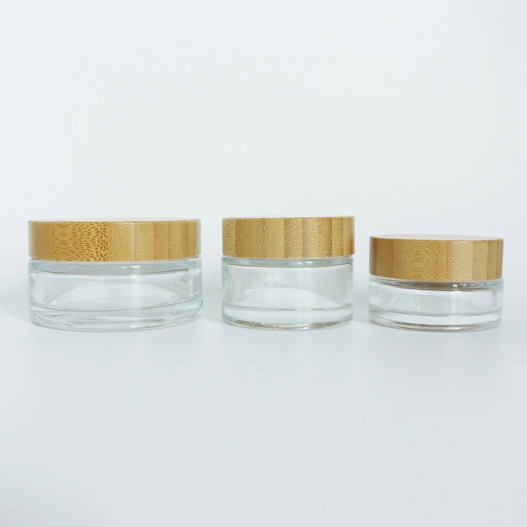 5ml 10ml 15ml 30ml 50ml 100ml 200ml Empty Luxury Custom Glass Jars with Bamboo Lids for Cosmetics Cream Beard Balm - 图片 3