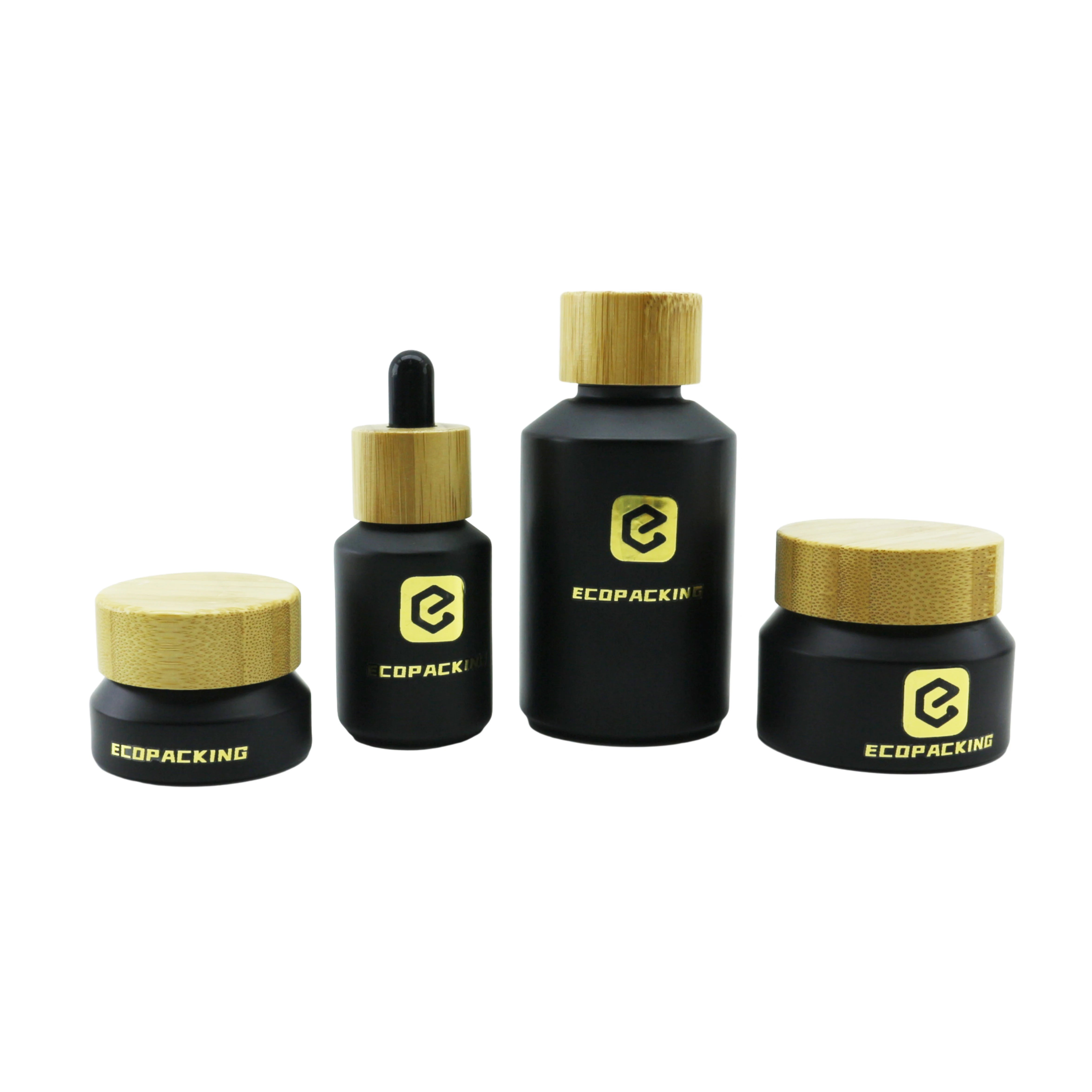 Luxury Cosmetic Skin Care Set Matte Black Frosted Glass Bottle for Essential Oil Serum Lotion Cosmetic 15ml 30m 60ml 100ml - 图片 3