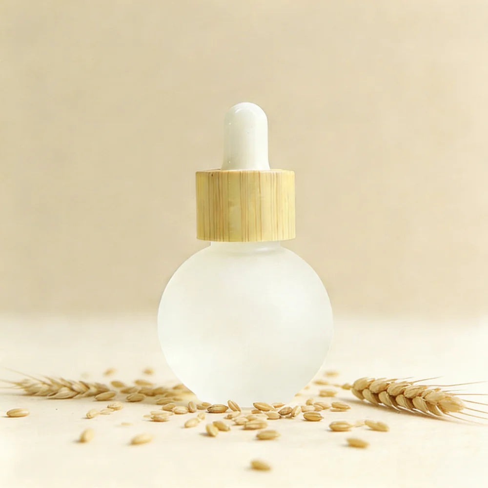 20ml Bamboo Essential Oil Round Ball Shape Frosted Glass Dropper Bottle