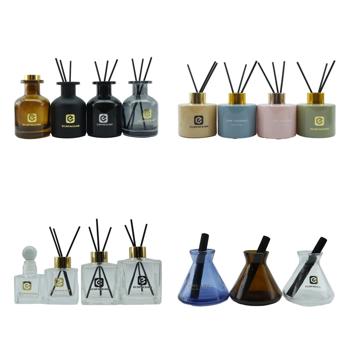 Luxury Flat Glass Diffuser Bottle 50ml-200ml Cork Sealed Carton Packed Aroma & Perfume Diffuser Model XXX8888