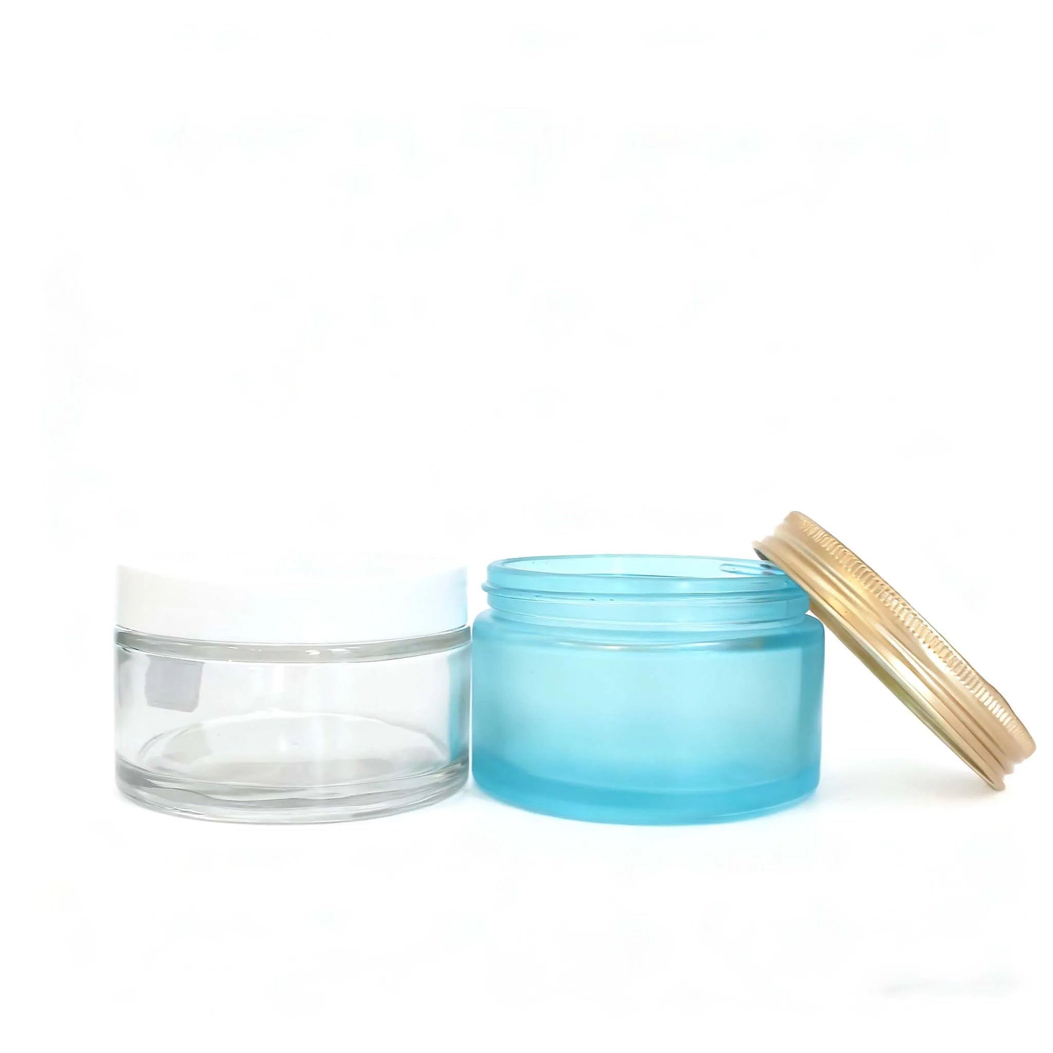 Body Butters Face Cream Frosted Large 200g 16oz Frosted Glass Jar with Lid Packaging - 图片 3