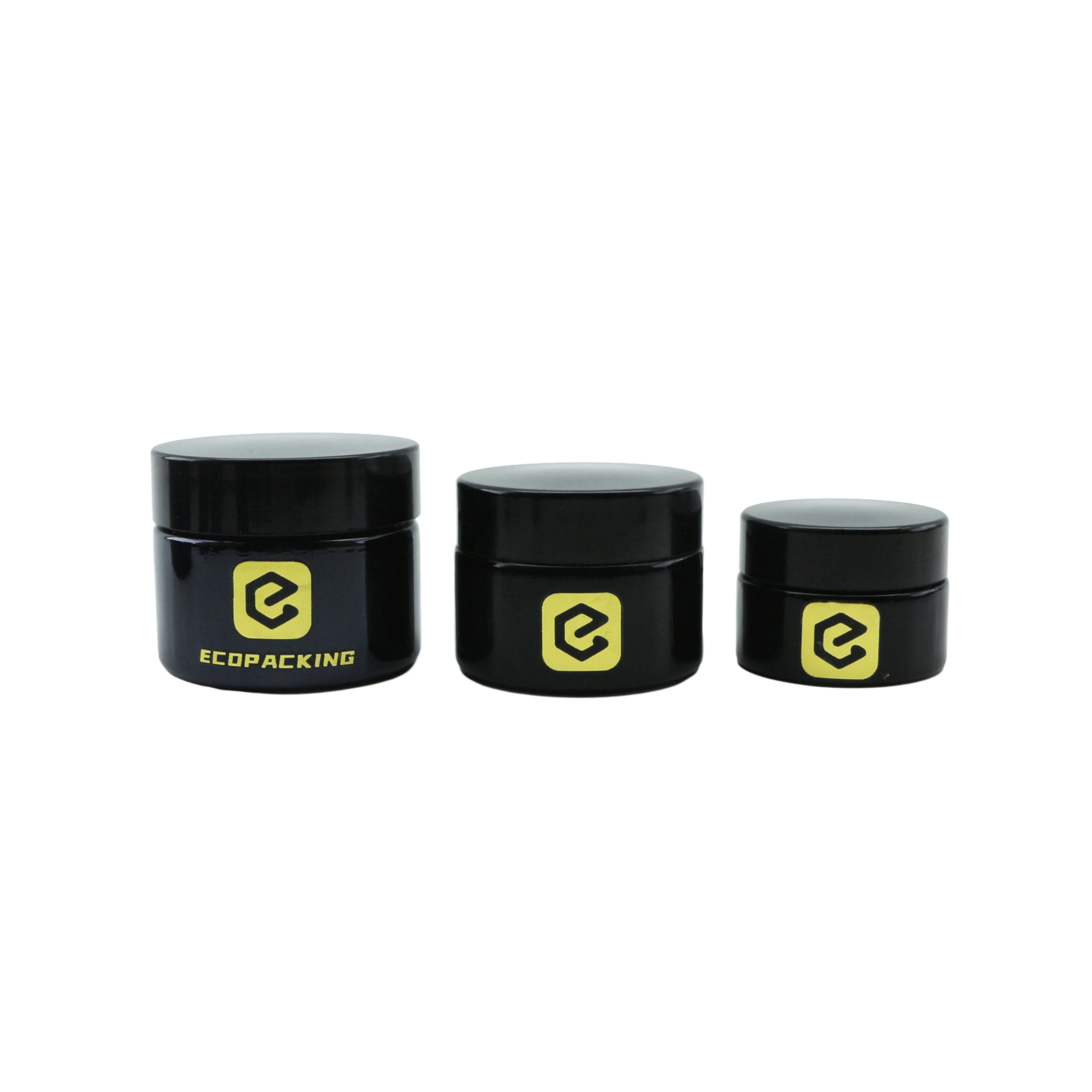 Wholesale Empty Uv Black Glass Cream Jar Cosmetic Face Cream Glass Container - 图片 5
