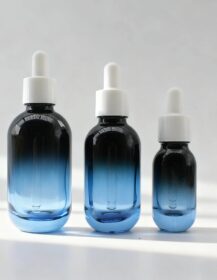 Custom Empty 10ml 30ml 50ml Thick Bottom Blue Gradient Dropper Round Glass Serum Gradient Dropper Bottle D888