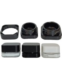 3ml 5ml 7ml 9ml clear Black White square Small Mini Glass Concentrate Jar with Childproof Cap CRC Lid Packaging