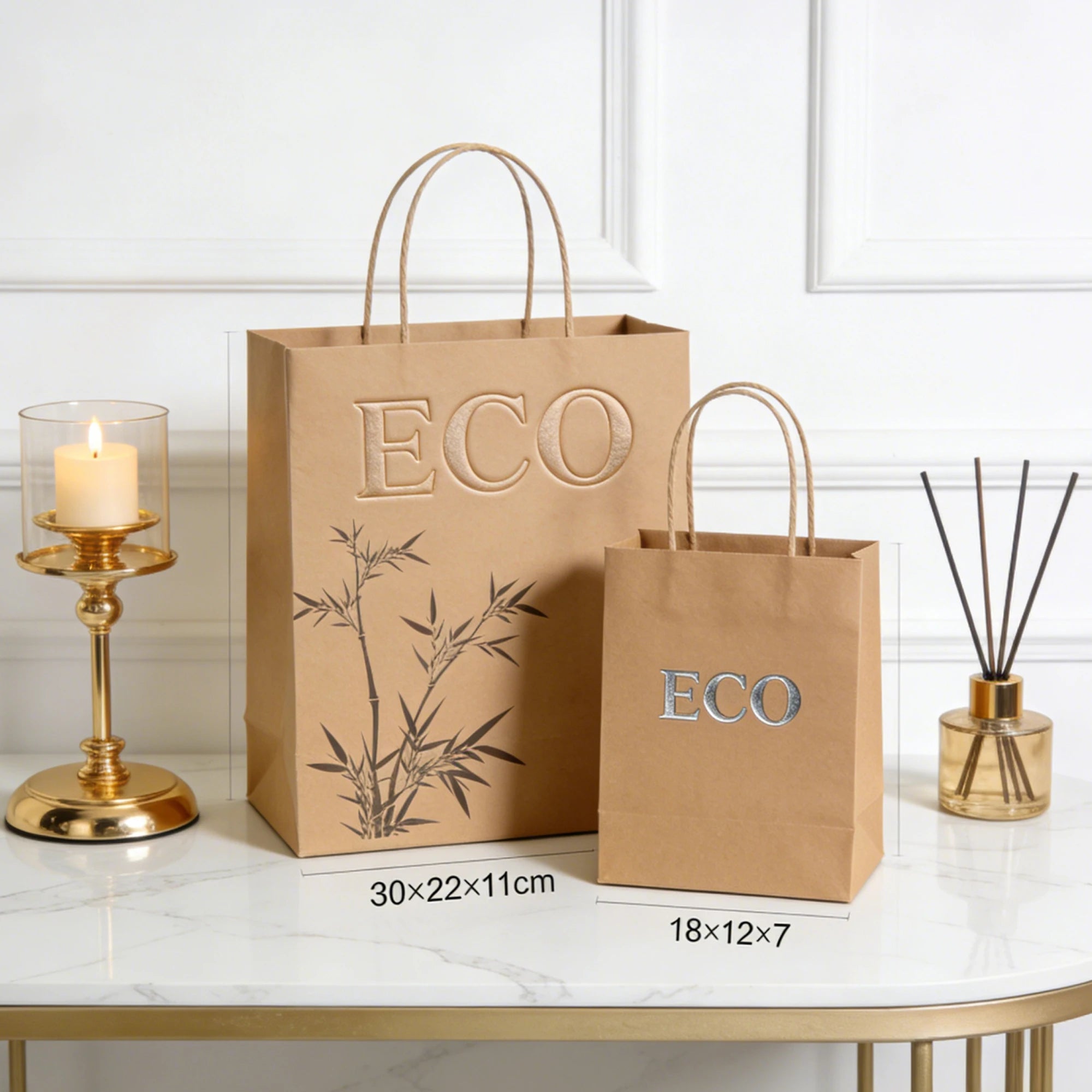 Biodegradable Recycled Paperboard Bag Eco-Friendly Custom Logo Supermarket Grocery Cosmetic Jewelry Packaging Gift Wrapping - 图片 7