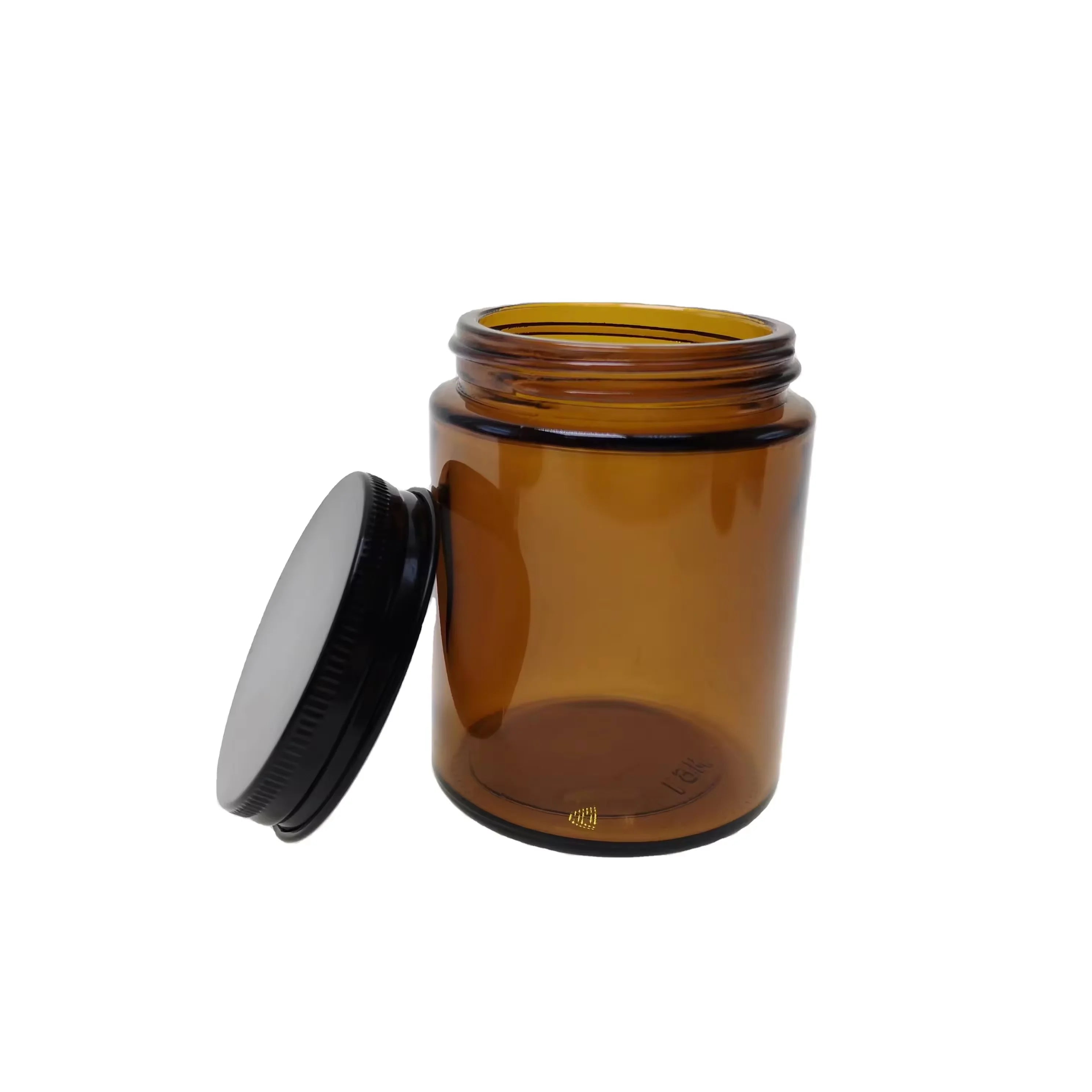 9oz Custom Amber Glass Candle Jars 250 ml Candle Holders With Lid - 图片 3