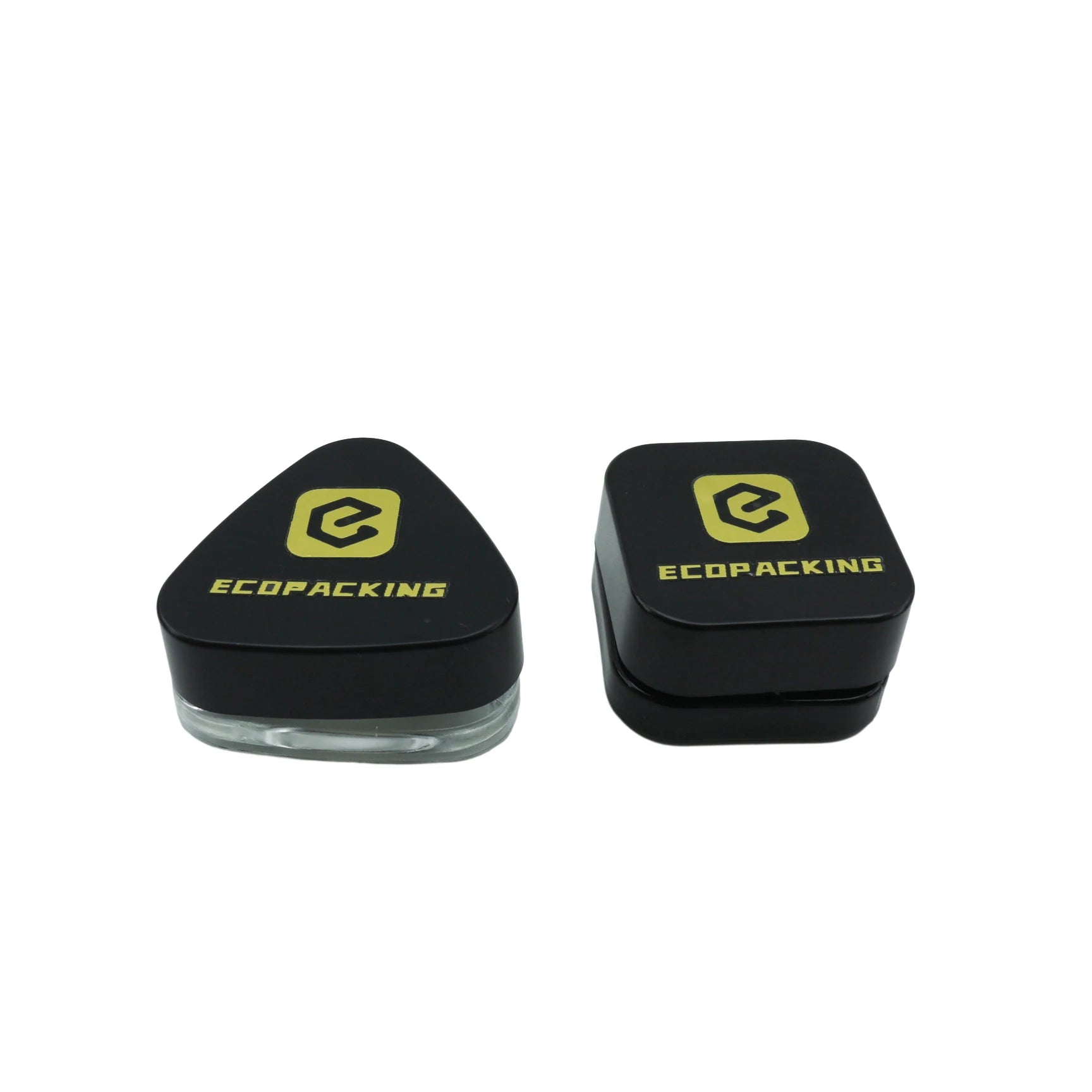 5ml Black Square and Triangle Concentrate Jar Child Proof Resistant Small Glass Container Child Lid